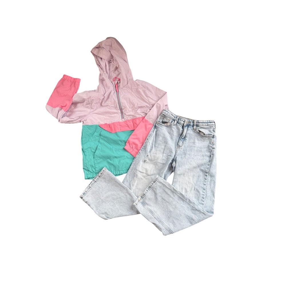 Girls size 10/12 bundle wide leg jeans windbreaker spring bundle Cat & Jack H&M